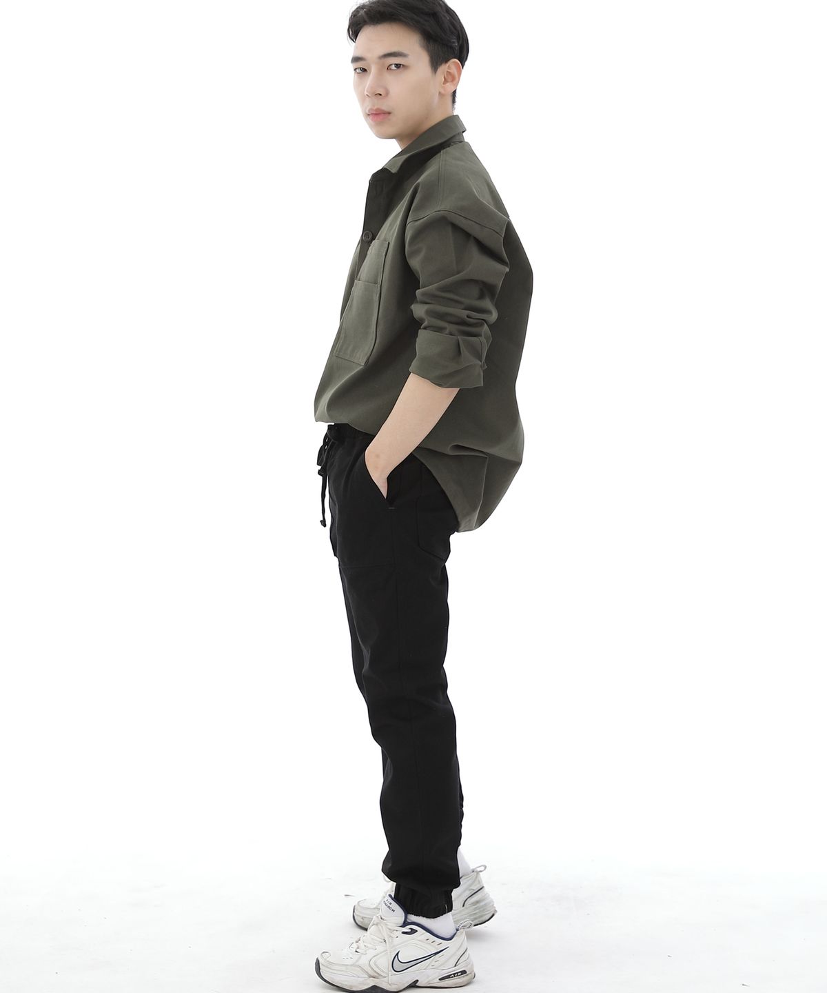 세인트크루(SAINTCREW) 투레이어 바텍포켓 버튼 풀오버셔츠 2L-403PS 카키