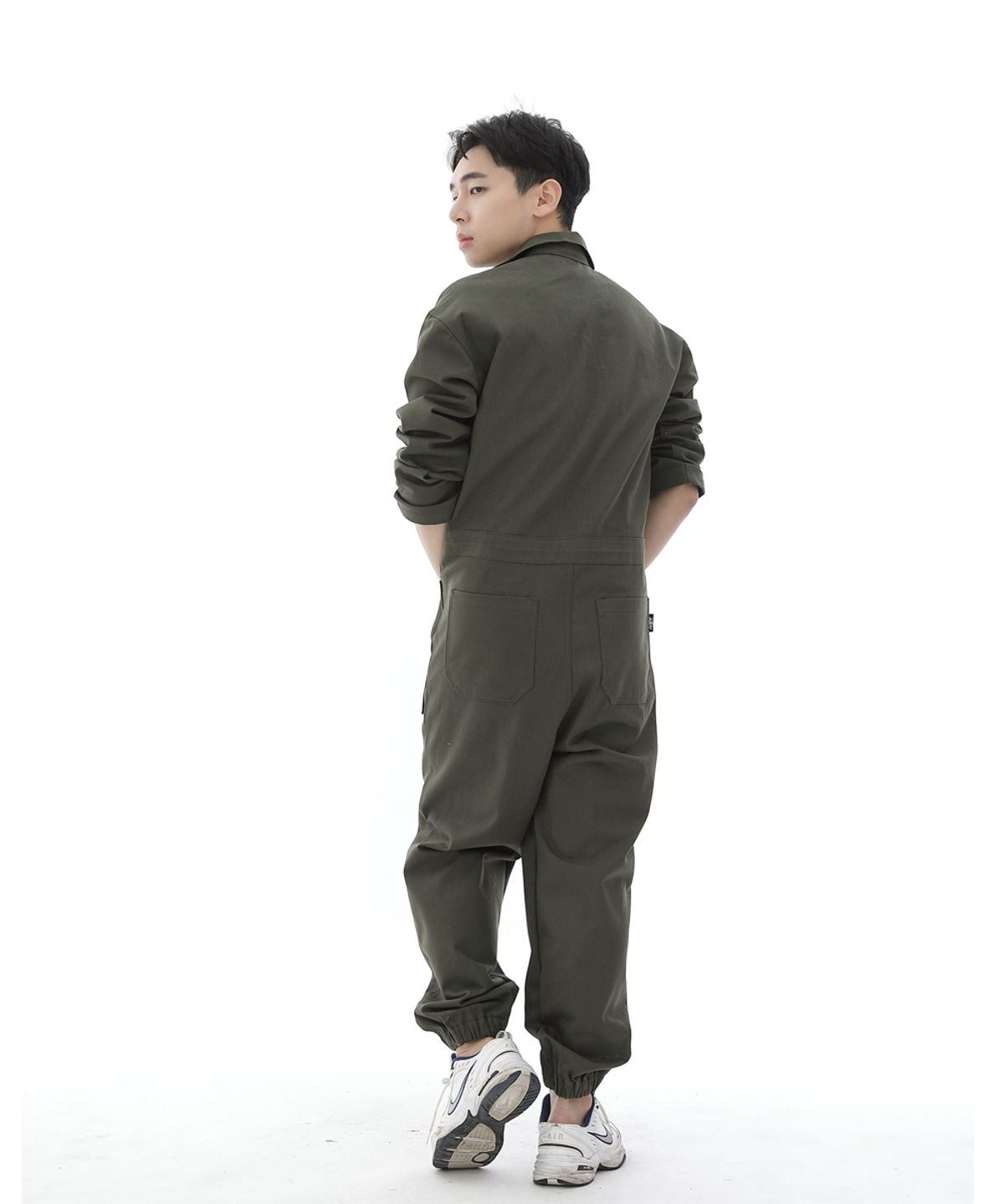 세인트크루(SAINTCREW) 오버라운드 테이퍼드 카고조거 점프슈트 OT-502CJ 카키