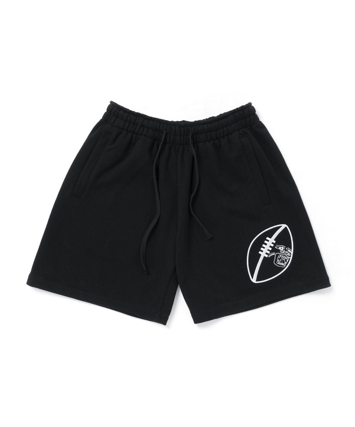 아임낫어휴먼비잉(I AM NOT A HUMAN BEING) RUGBY 1/2 SWEAT SHORTS - BLACK