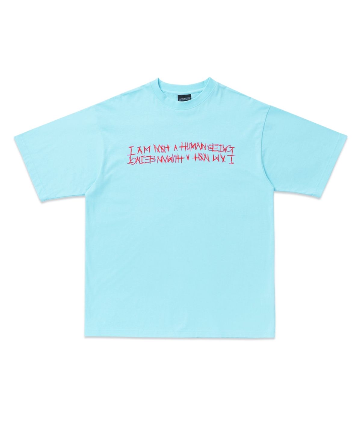아임낫어휴먼비잉(I AM NOT A HUMAN BEING) BASIC LOGO SHORT SLEEVE T-SHIRT - AQUA