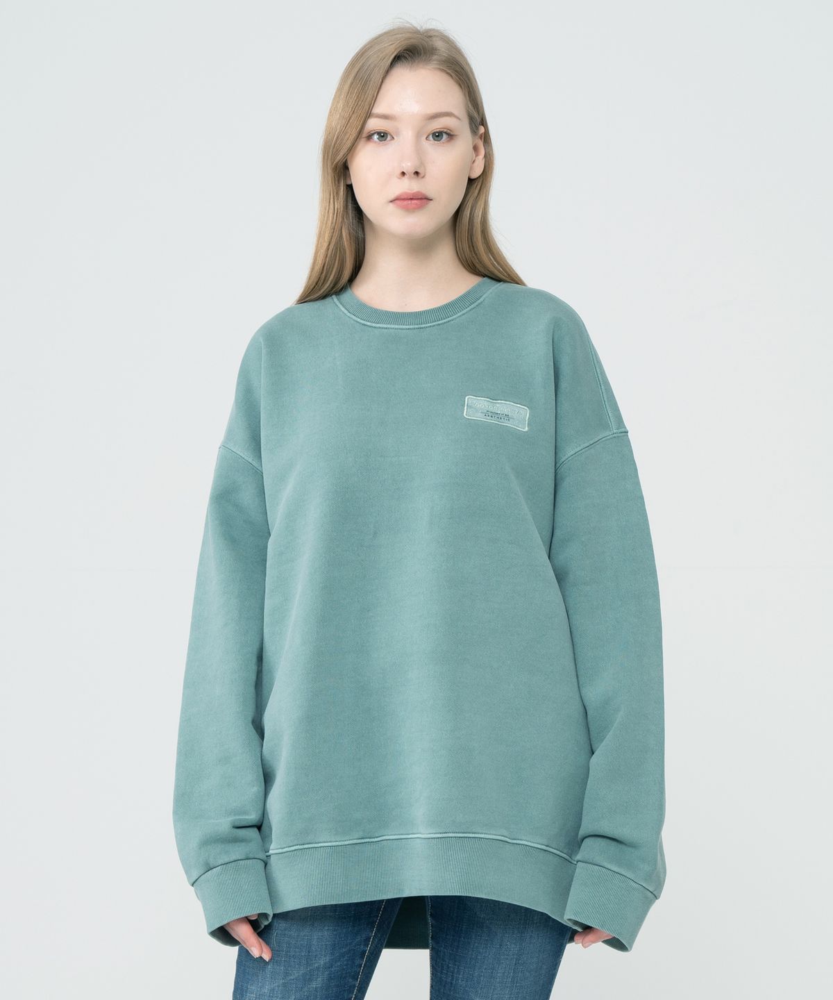 아이코노그라피(ICONOGRAPHY) PIGMENT HEAVY COTTON  LABEL ART  COMPOSE-GREEN