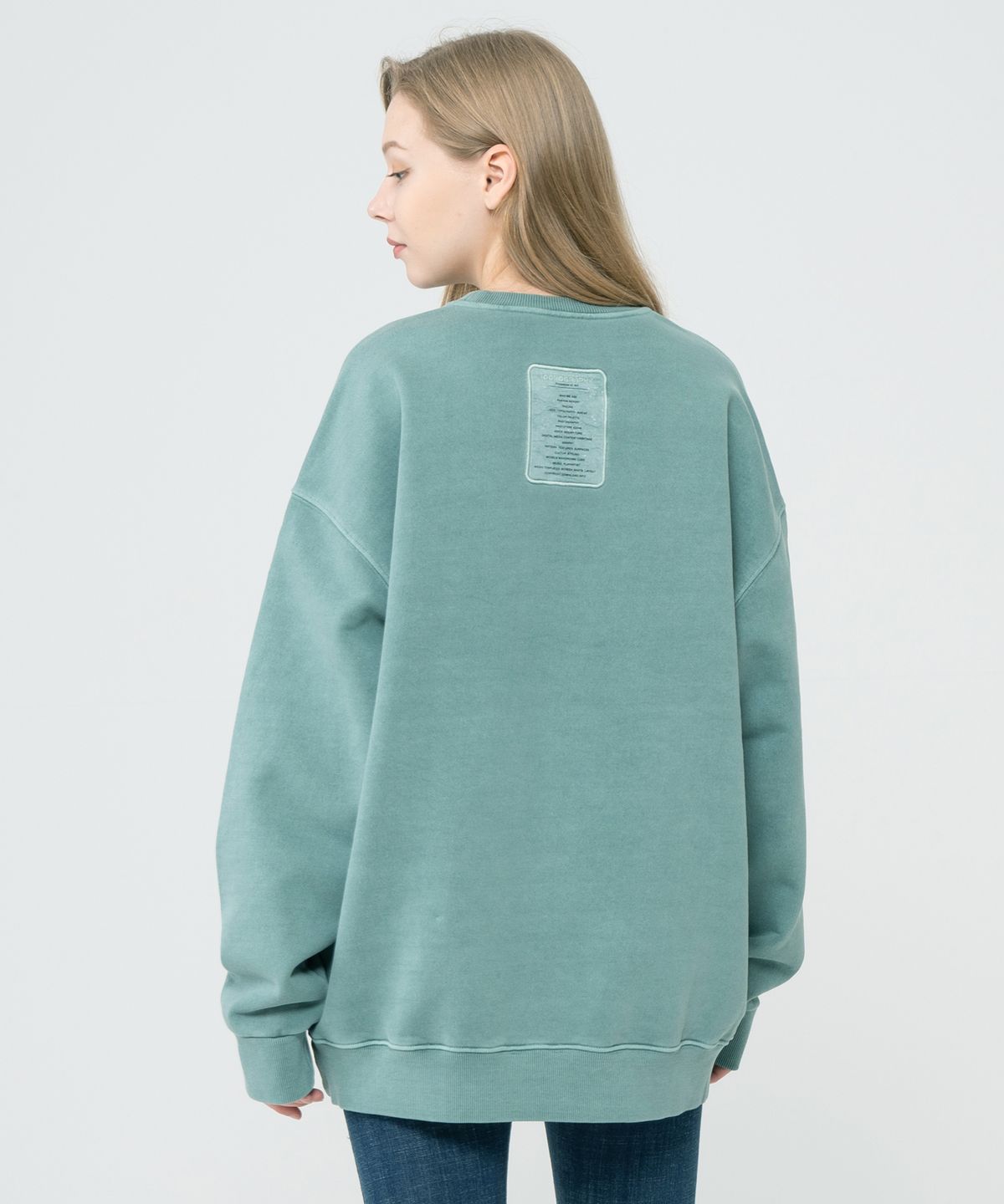 아이코노그라피(ICONOGRAPHY) PIGMENT HEAVY COTTON  LABEL ART  COMPOSE-GREEN