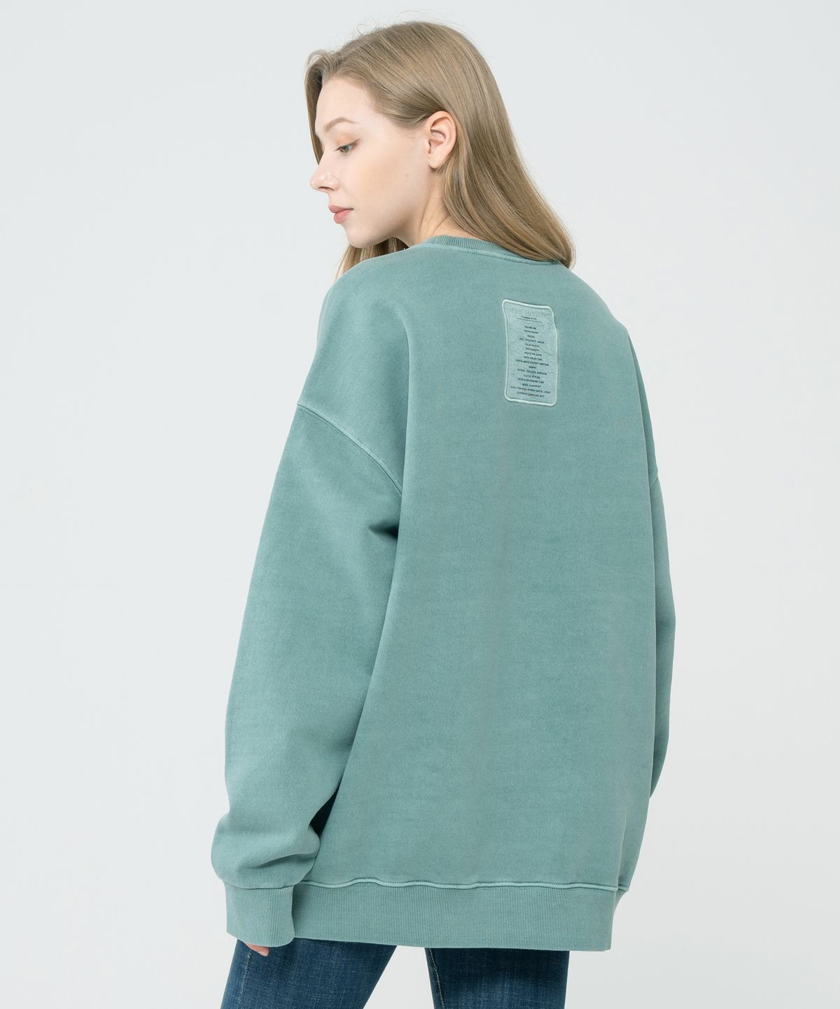 아이코노그라피(ICONOGRAPHY) PIGMENT HEAVY COTTON  LABEL ART  COMPOSE-GREEN
