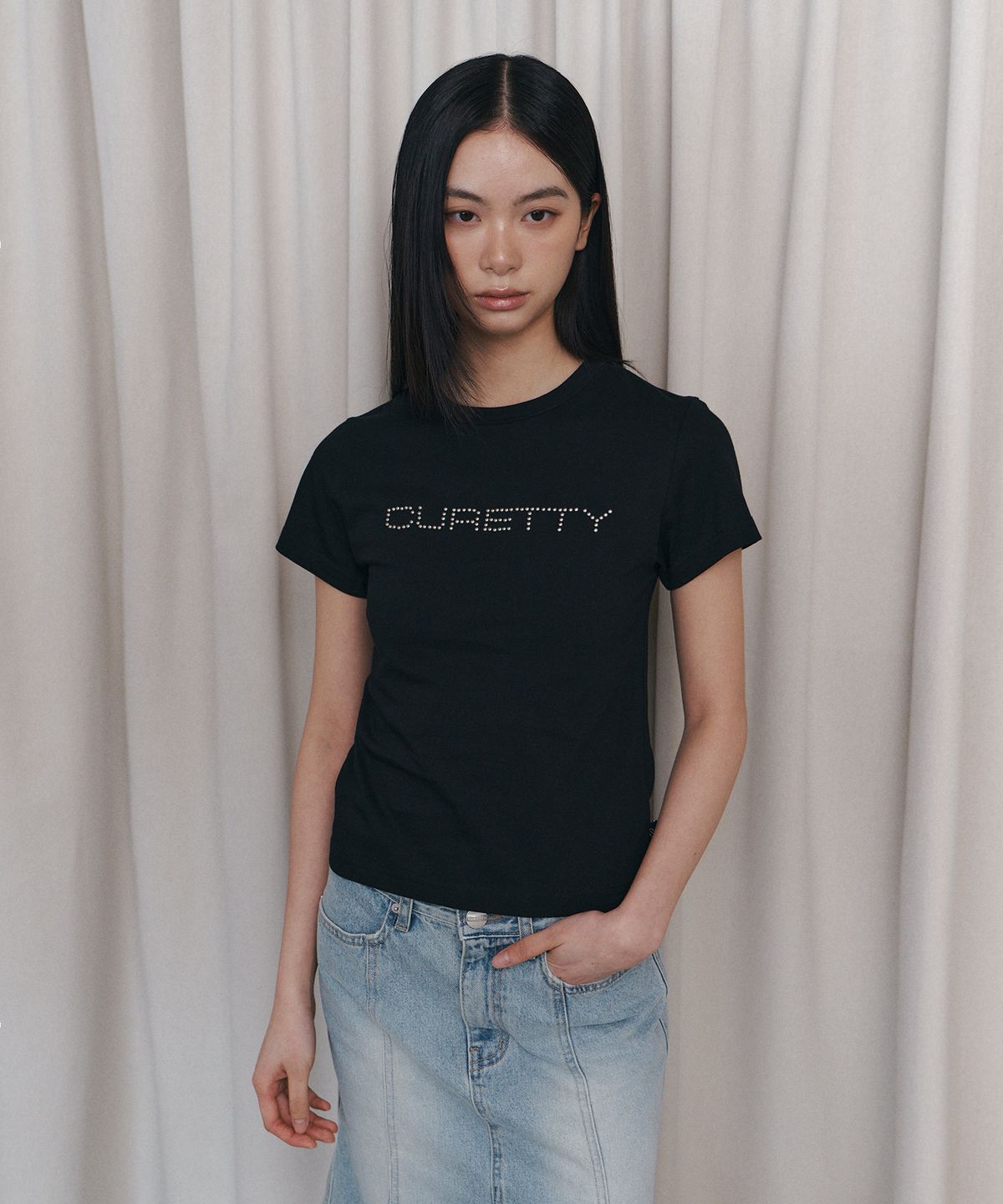 큐리티(CURETTY) C LOGO CONVEX T-SHIRT_BLACK