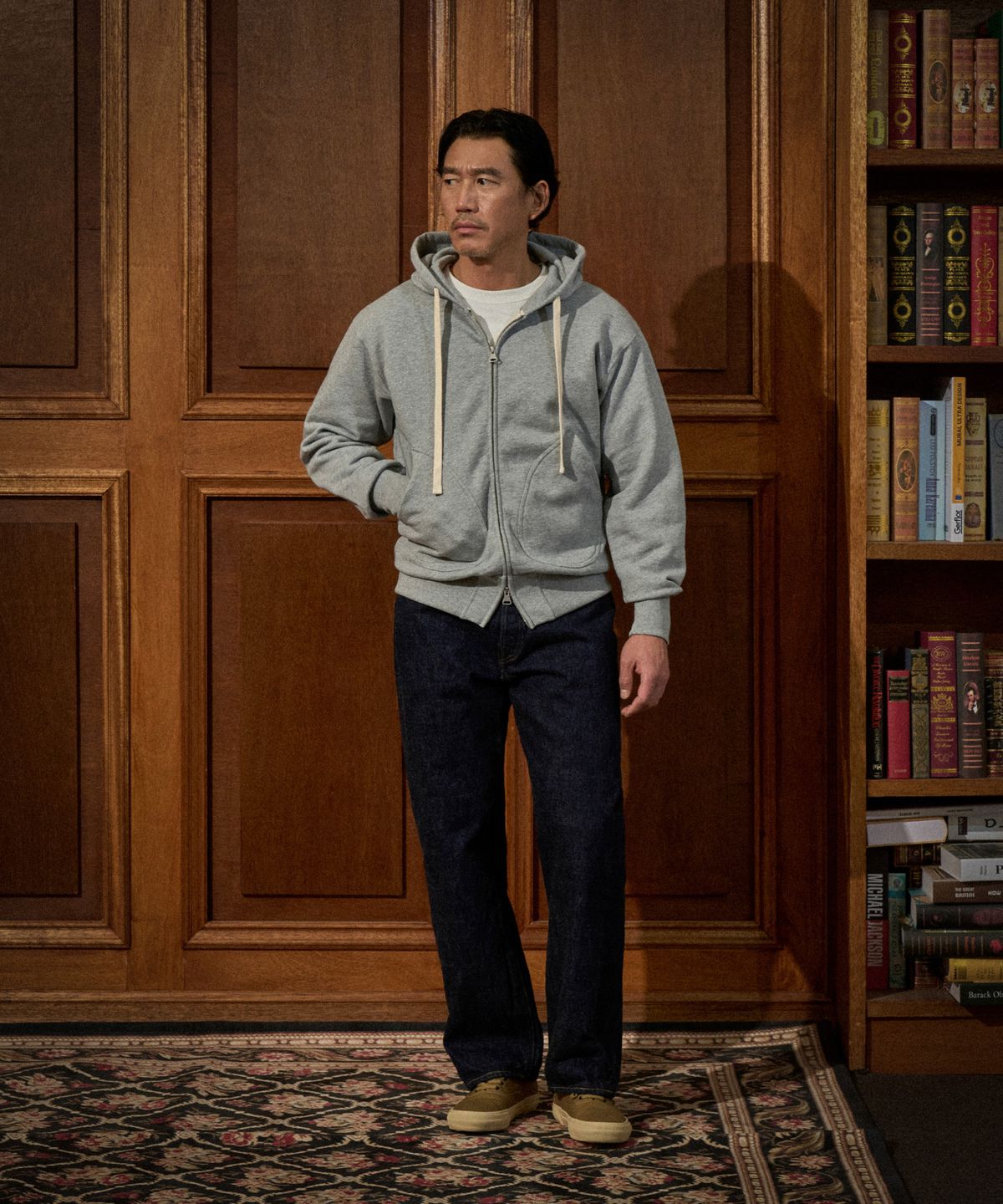 브론슨(BRONSON) 17.5 oz Terry Cloth 2Way Zip-Up Hoodie Kr Ver. Grey