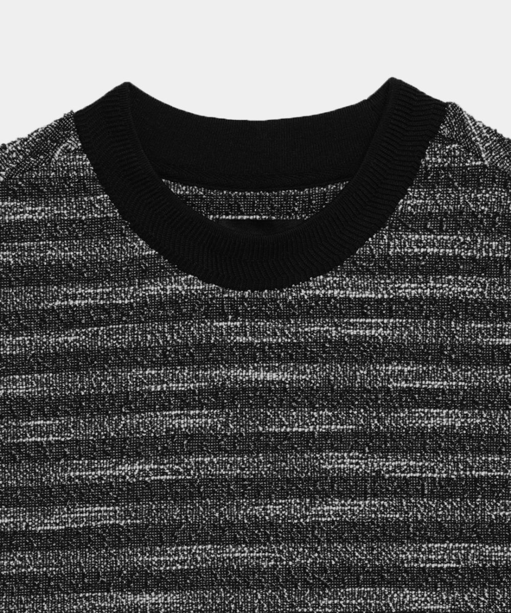 【MAISON MINED】21SS★ MIXED BOUCLE KNIT HALF SLEEVE MUSINSA | MAISON MINED MIXED BOUCLE KNIT HALF SLEEVE BLACK