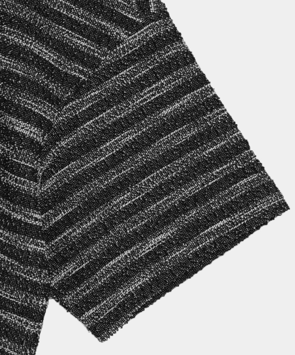 MUSINSA | MAISON MINED MIXED BOUCLE KNIT HALF SLEEVE BLACK