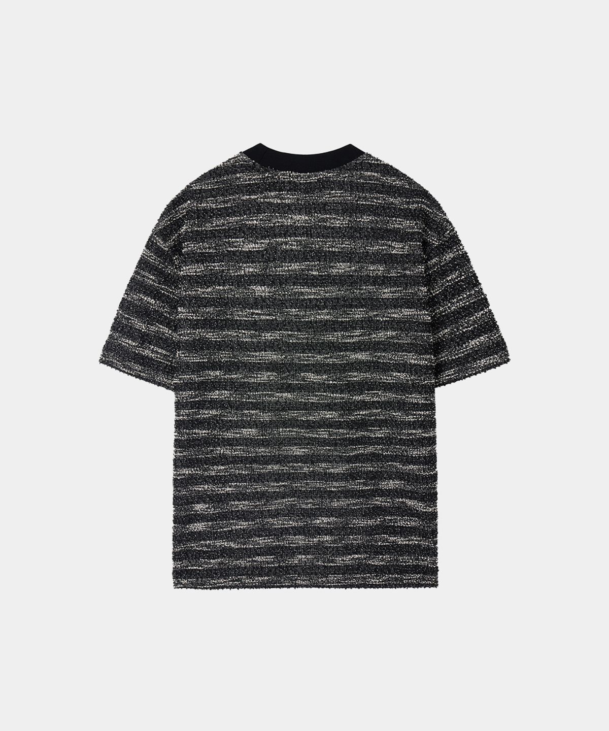 메종미네드(MAISON MINED) [2STYLE] MIXED BOUCLE KNIT HALF SLEEVE BLACK