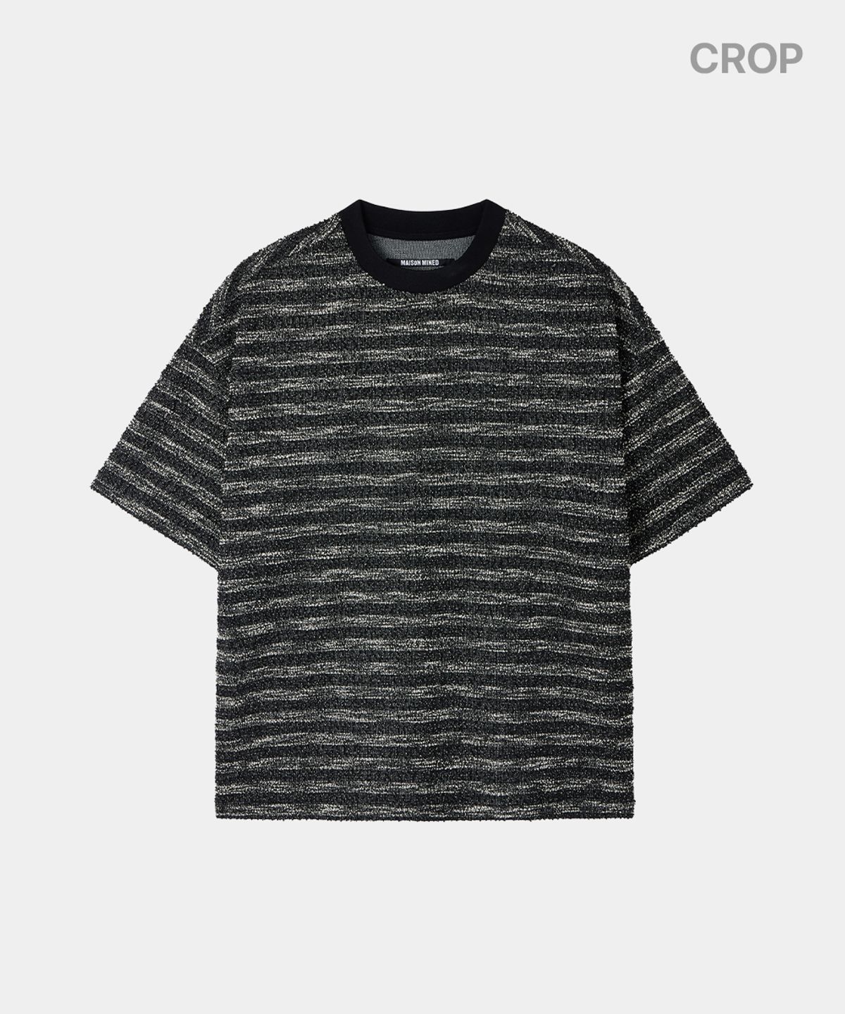 메종미네드(MAISON MINED) [2STYLE] MIXED BOUCLE KNIT HALF SLEEVE BLACK