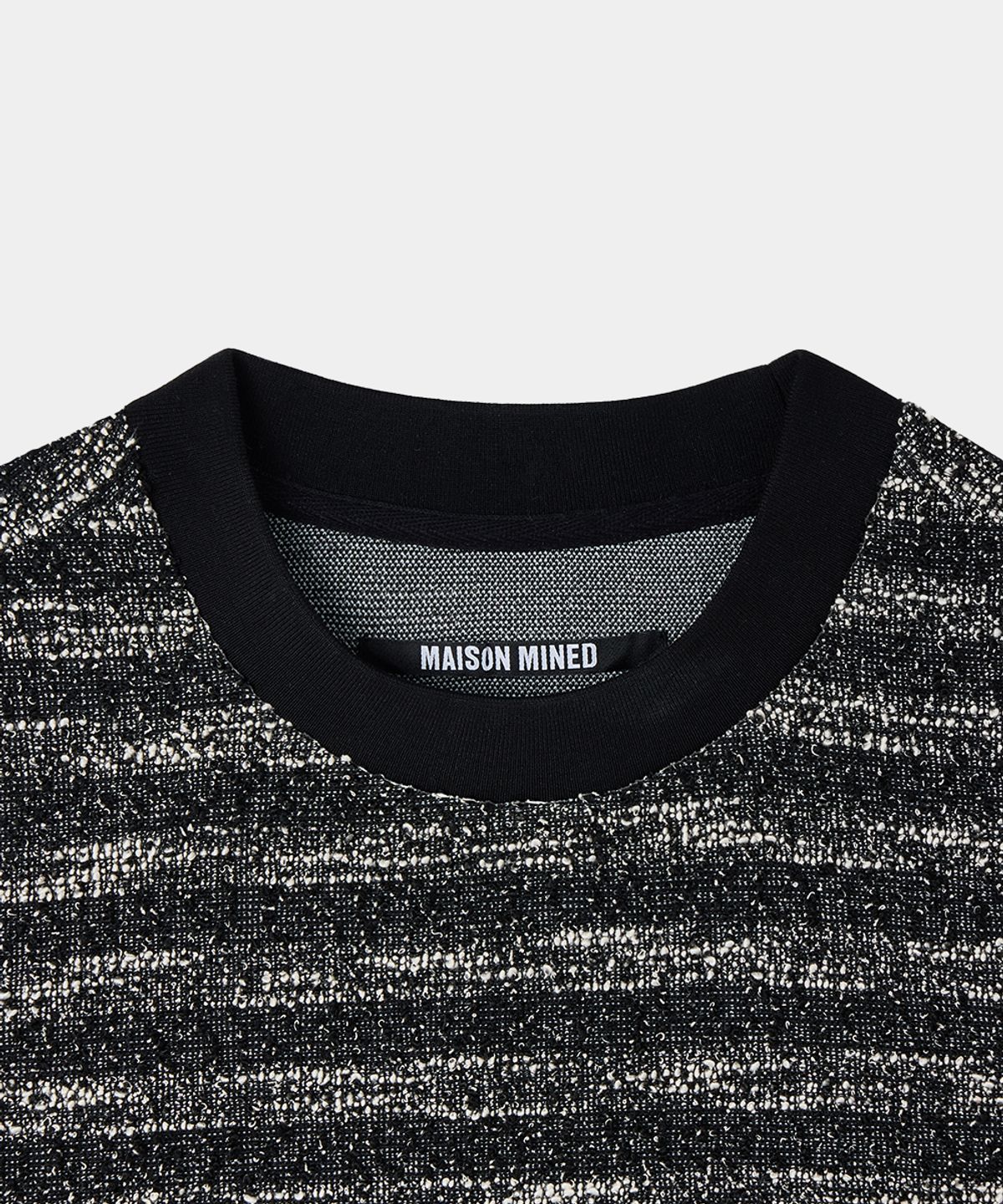 메종미네드(MAISON MINED) [2STYLE] MIXED BOUCLE KNIT HALF SLEEVE BLACK