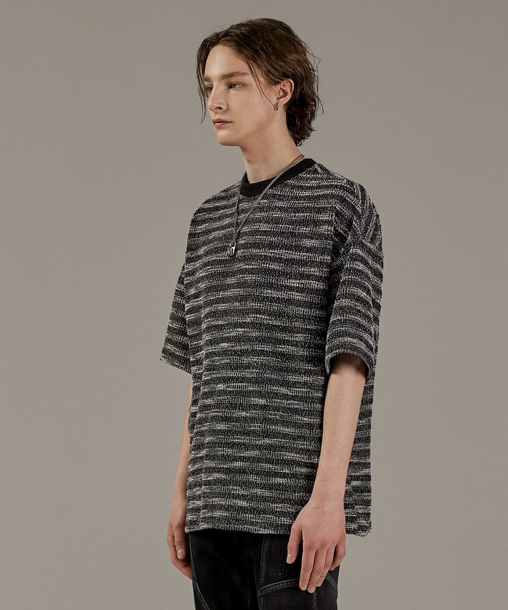 【MAISON MINED】21SS★ MIXED BOUCLE KNIT HALF SLEEVE MUSINSA | MAISON MINED MIXED BOUCLE KNIT HALF SLEEVE BLACK