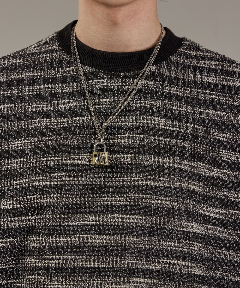 MUSINSA | MAISON MINED MIXED BOUCLE KNIT HALF SLEEVE BLACK