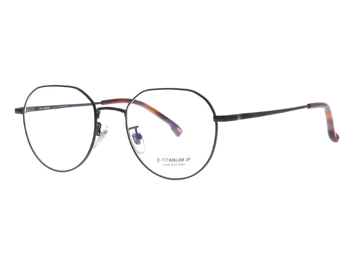 알로아이웨어(ALO EYEWEAR) [ALOXROUNZ] AR8009A C1 폴리곤 라운드 베타티타늄 IP도금 안경