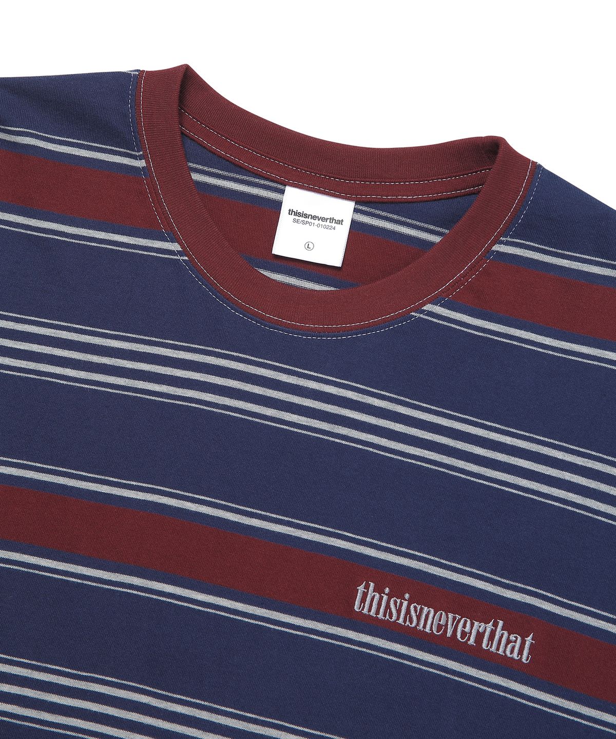디스이즈네버댓(THISISNEVERTHAT) Onyx Striped L/SL Top Burgundy/Grey