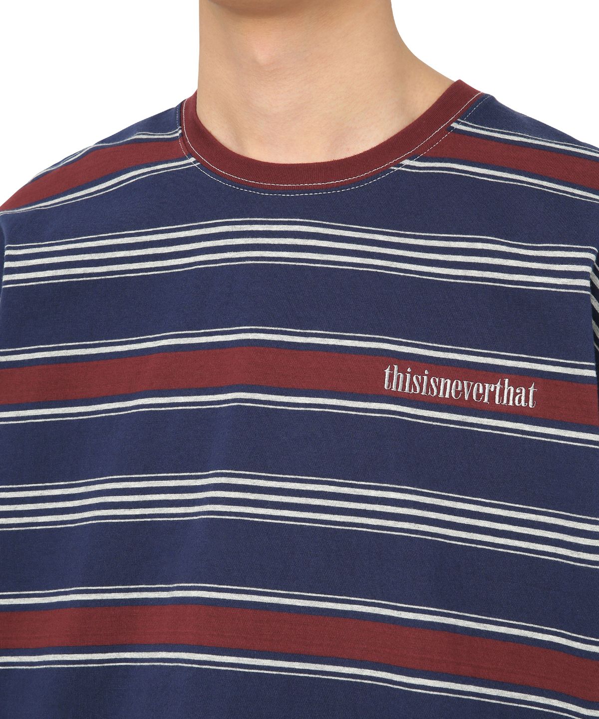 디스이즈네버댓(THISISNEVERTHAT) Onyx Striped L/SL Top Burgundy/Grey