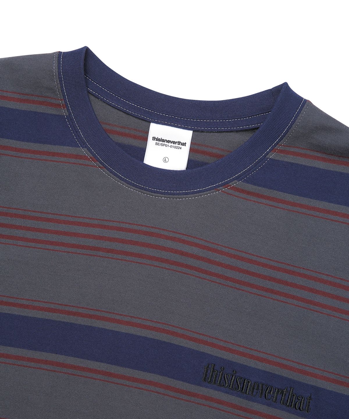디스이즈네버댓(THISISNEVERTHAT) Onyx Striped L/SL Top Navy/Red