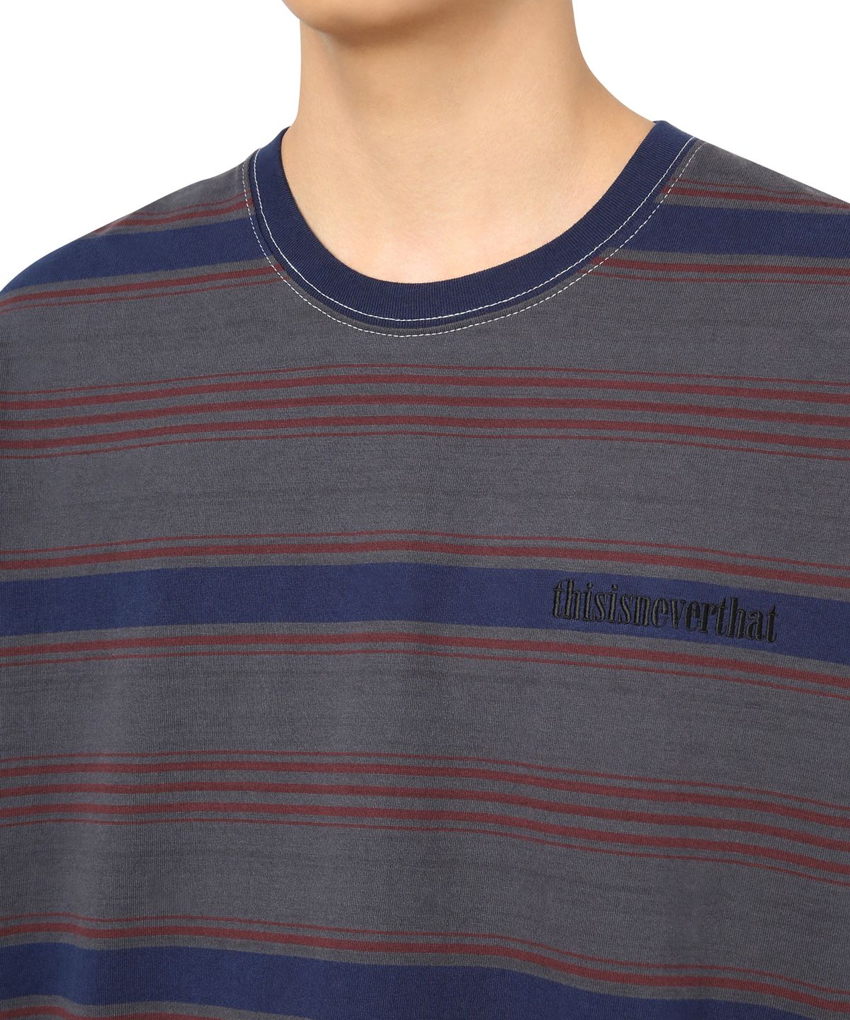 디스이즈네버댓(THISISNEVERTHAT) Onyx Striped L/SL Top Navy/Red