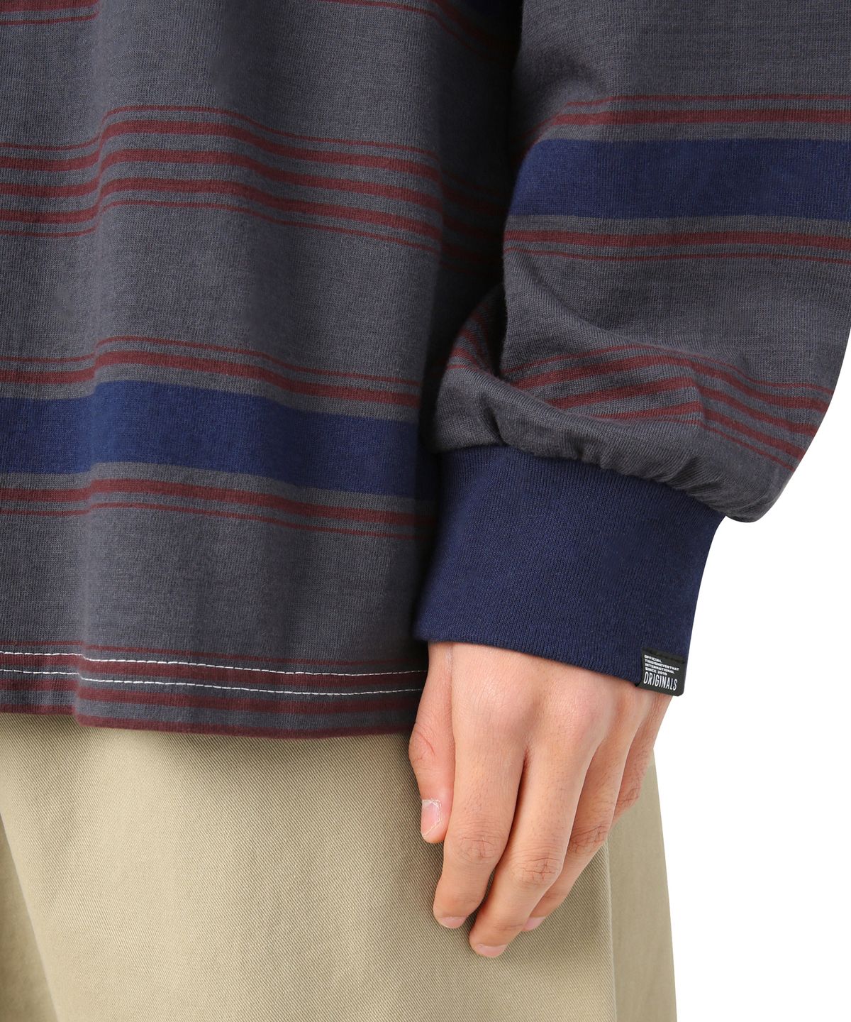 디스이즈네버댓(THISISNEVERTHAT) Onyx Striped L/SL Top Navy/Red