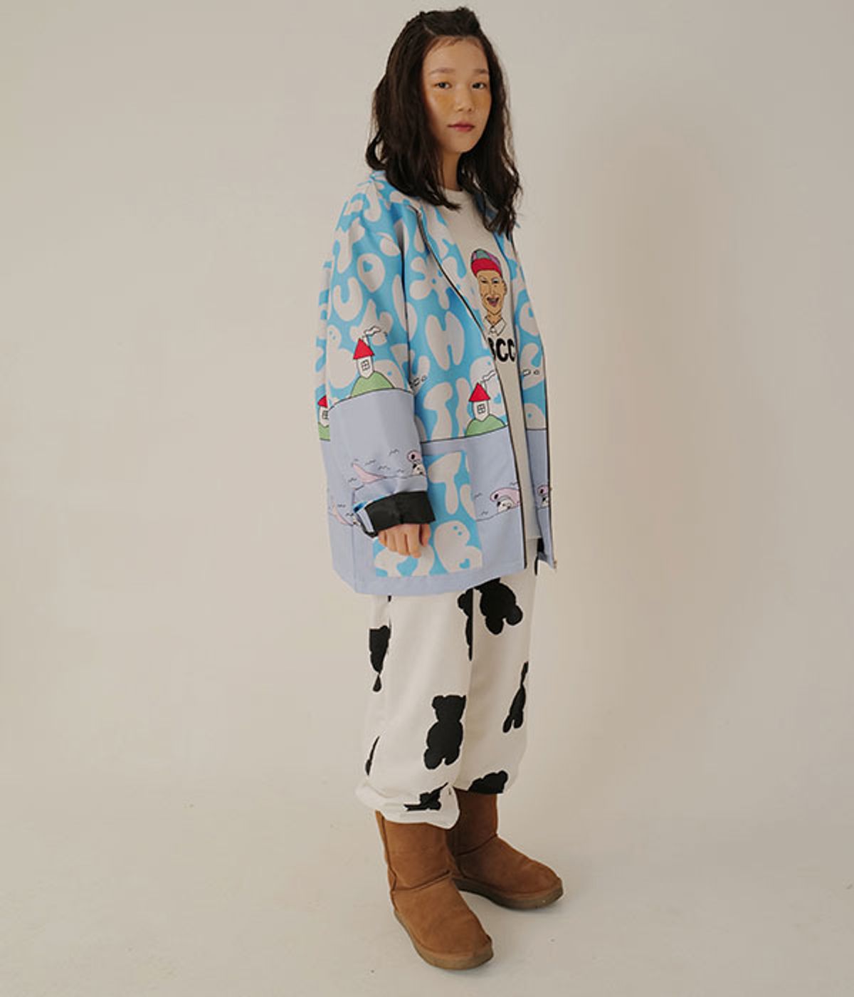 유쓰배쓰(YOUTHBATH) GRAPHIC COLLAR ZIP UP JACKET_BLUE
