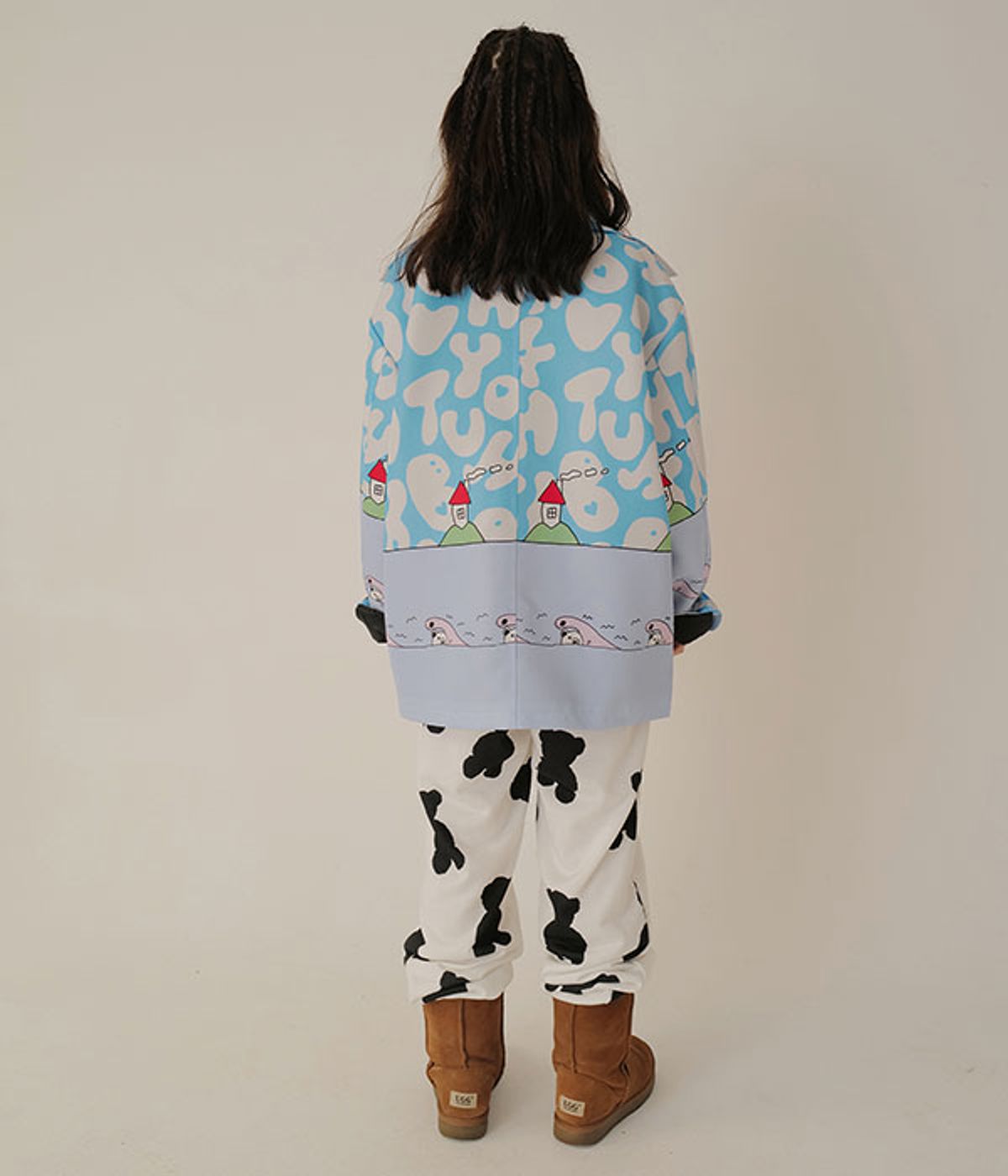 유쓰배쓰(YOUTHBATH) GRAPHIC COLLAR ZIP UP JACKET_BLUE