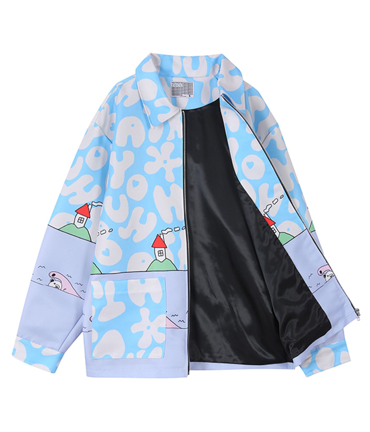 유쓰배쓰(YOUTHBATH) GRAPHIC COLLAR ZIP UP JACKET_BLUE