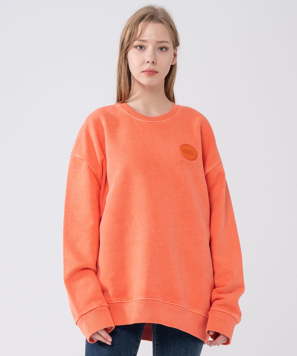 아이코노그라피(ICONOGRAPHY) PIGMENT HEAVY COTTON EMBLEM VOLUME PRINT ORG