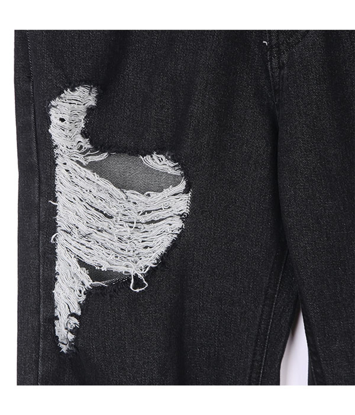 유쓰배쓰(YOUTHBATH) MILK COW CUTTING DENIM PANTS_BLACK