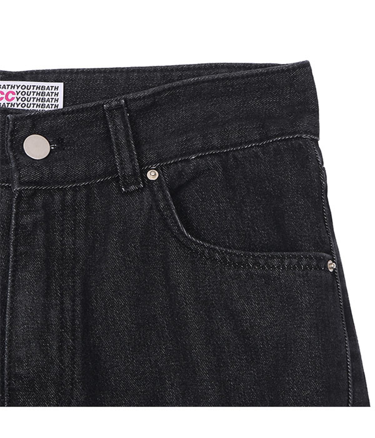 유쓰배쓰(YOUTHBATH) MILK COW CUTTING DENIM PANTS_BLACK