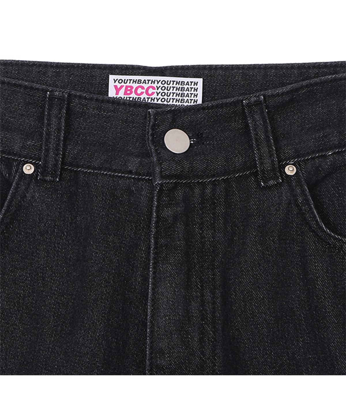 유쓰배쓰(YOUTHBATH) MILK COW CUTTING DENIM PANTS_BLACK