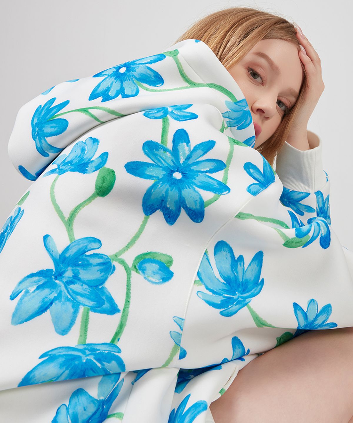 에스에스큐알(SSQR) Unisex Printed Neoprene Hooded Sweatshirt DAHD_Flower