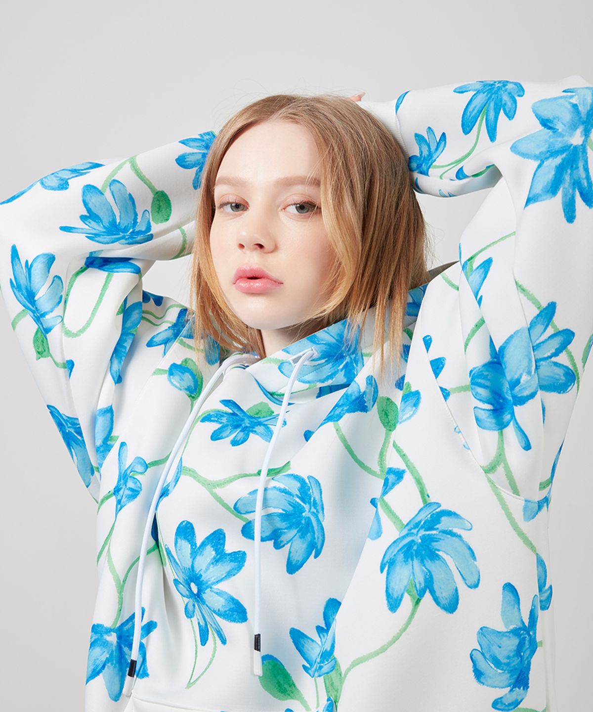 에스에스큐알(SSQR) Unisex Printed Neoprene Hooded Sweatshirt DAHD_Flower
