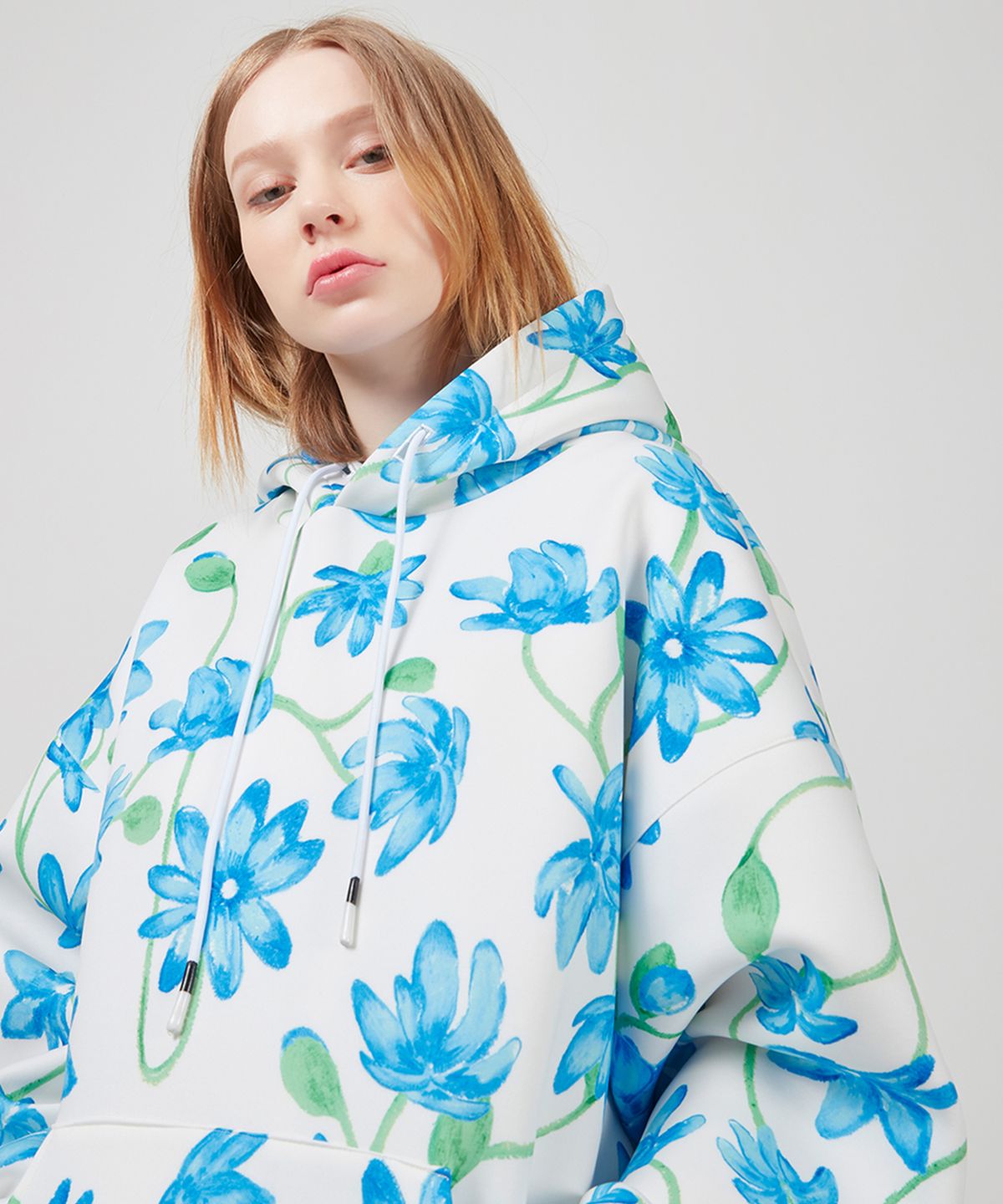 에스에스큐알(SSQR) Unisex Printed Neoprene Hooded Sweatshirt DAHD_Flower