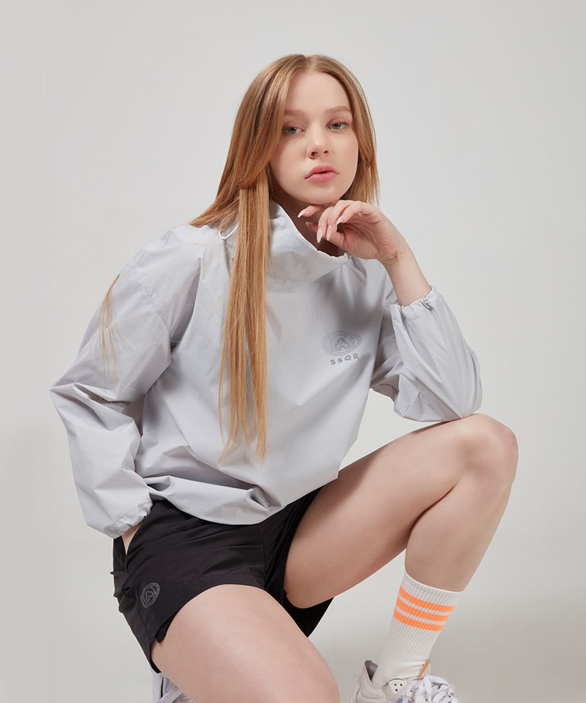 에스에스큐알(SSQR) Women High Neck Sweatshirt HNCK_01_Gray