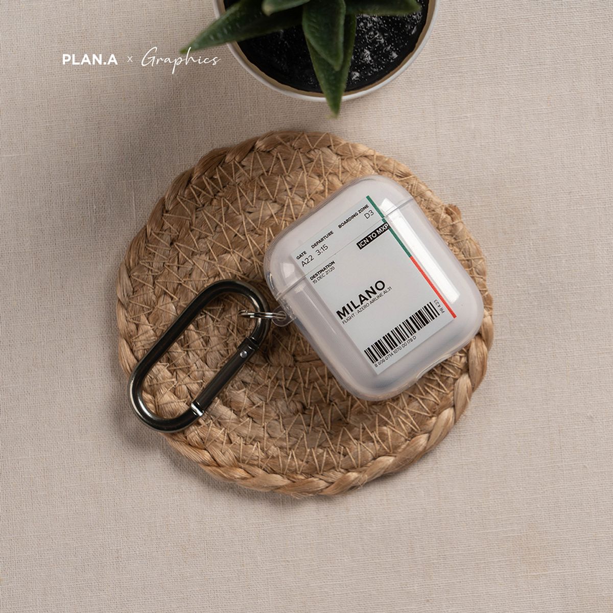 플래나(PLANA) 에어플레인 티켓 시리즈 에어팟 1/2세대 TPU 투명 케이스