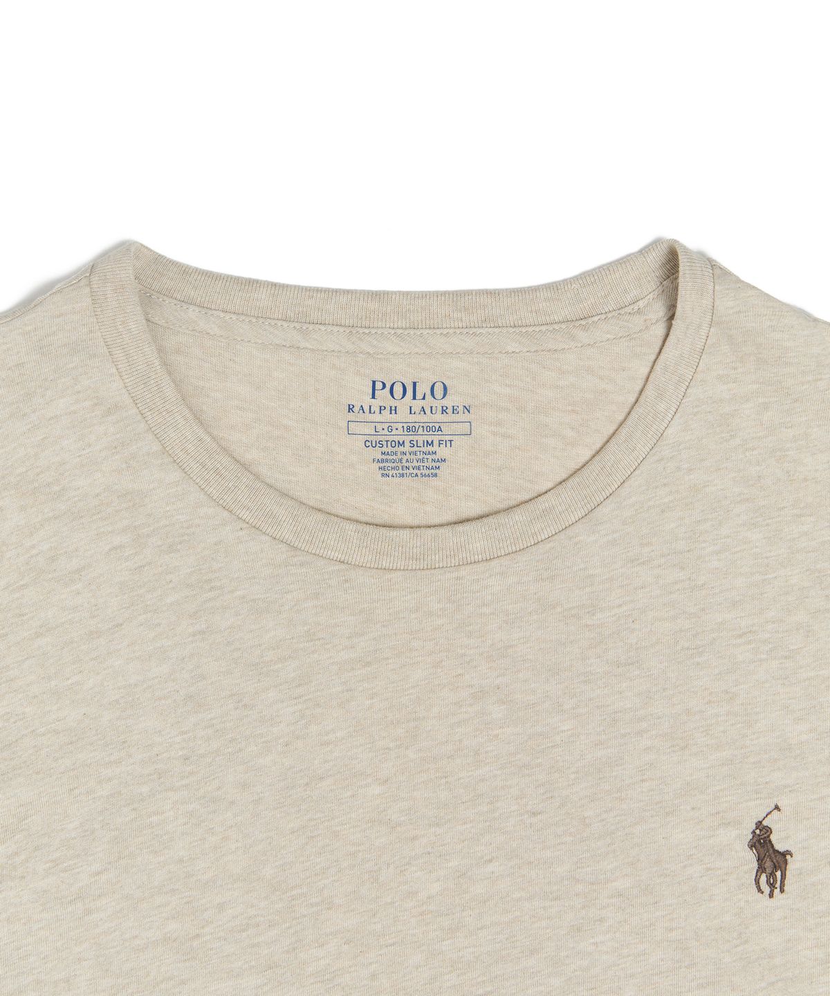 폴로 랄프 로렌(POLO RALPH LAUREN) 커스텀 슬림 핏 코튼 티셔츠 - 그레이