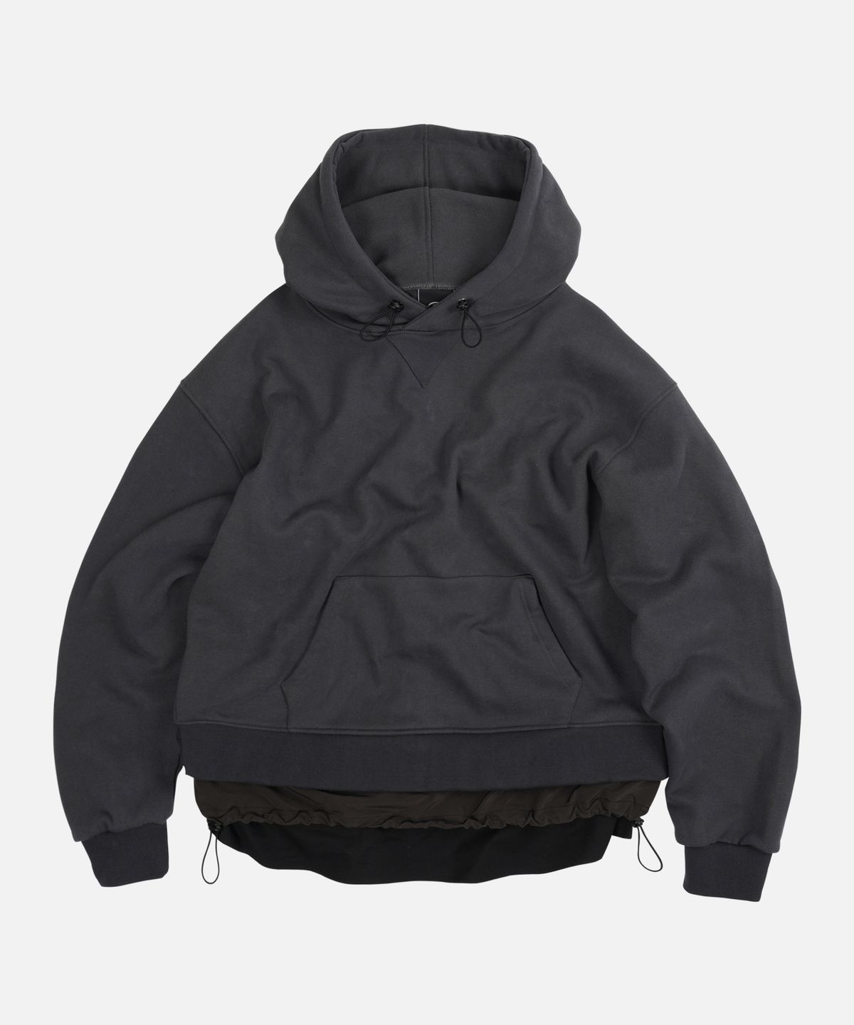 프리즘웍스(FRIZMWORKS) DOUBLE LAYERED HOODY _ DARK GRAY