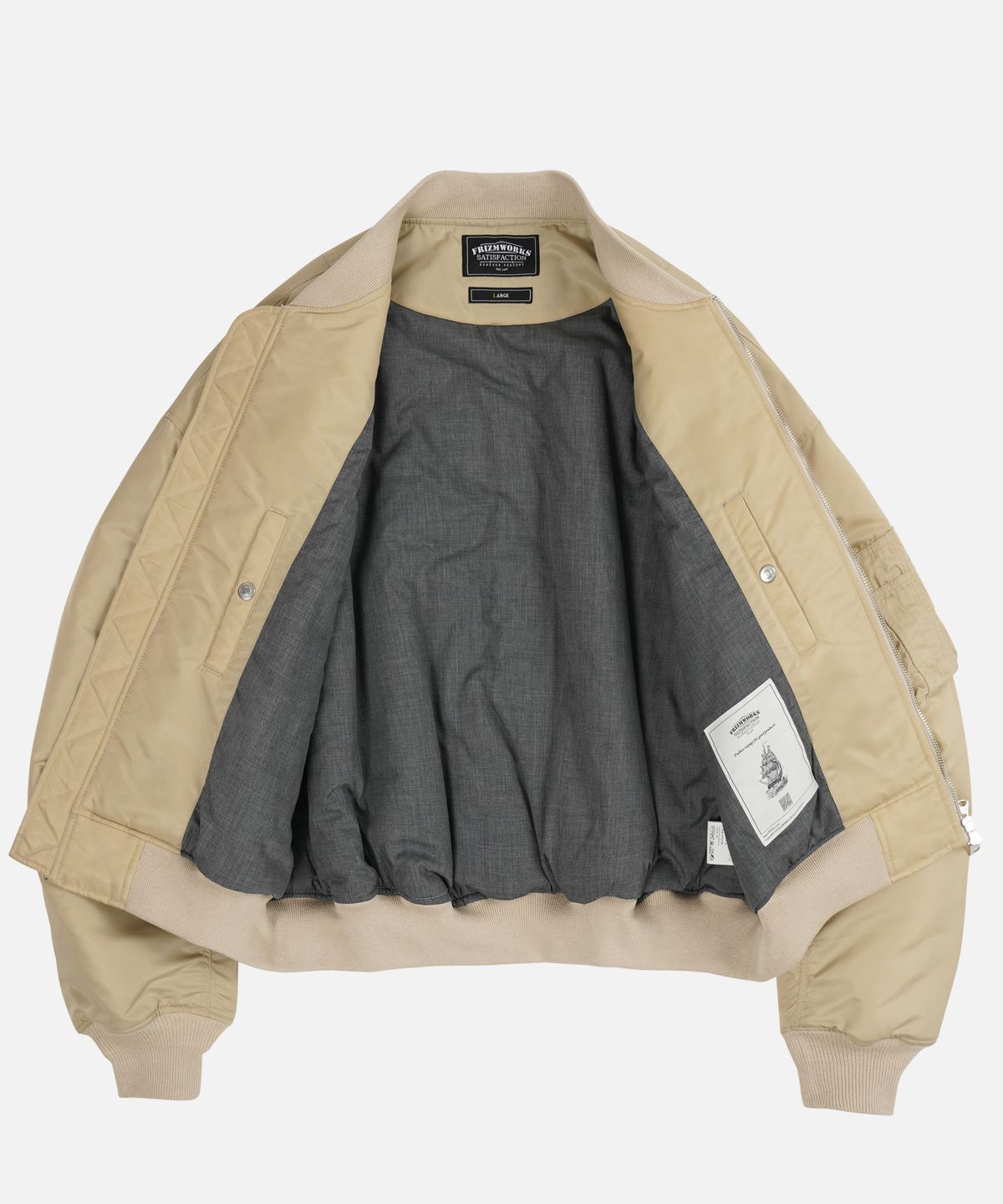 프리즘웍스(FRIZMWORKS) OVERSIZED MA-1 FLIGHT JACKET _ LIGHT BEIGE