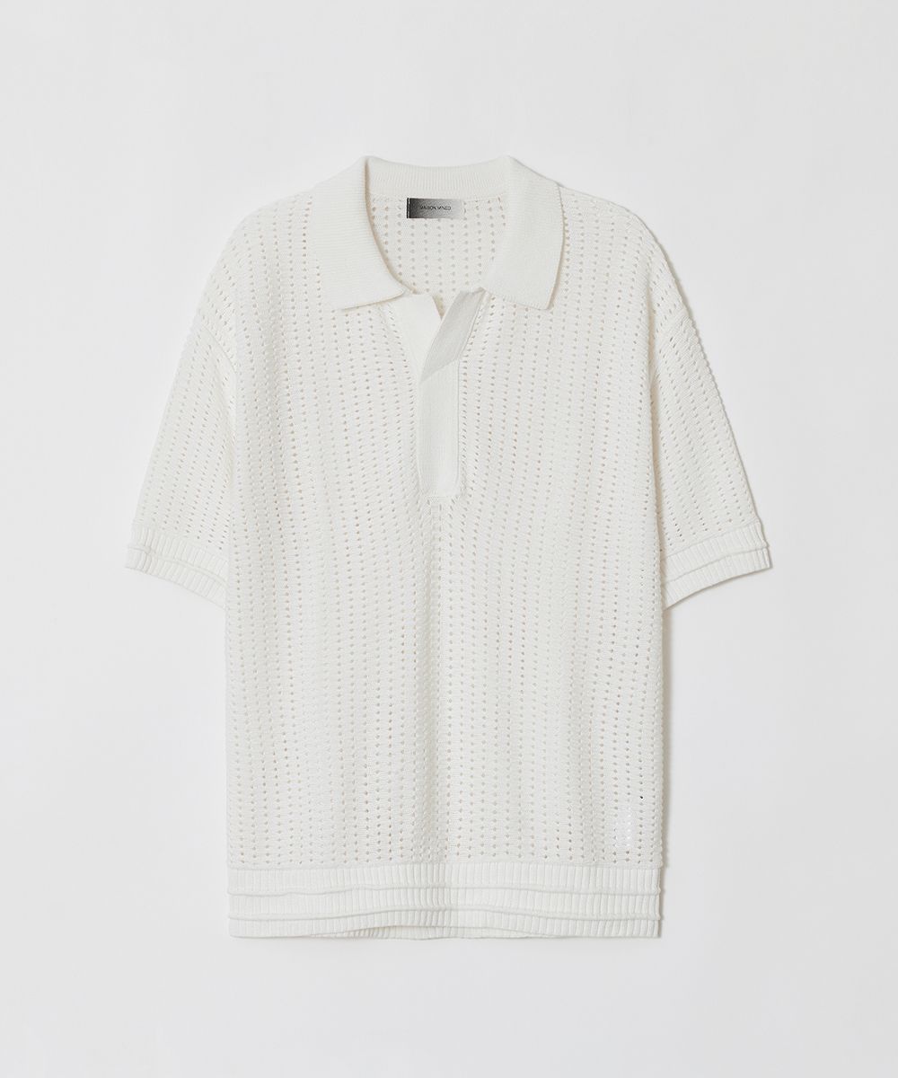 MUSINSA | MAISON MINED BUTTER CREAM KNIT HALF SHIRTS