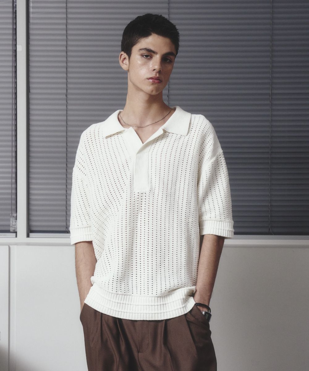 【MAISON MINED】21SS★ MAIRE KNIT HALF T MUSINSA | MAISON MINED SAINT BLACK KNIT HALF SHIRTS