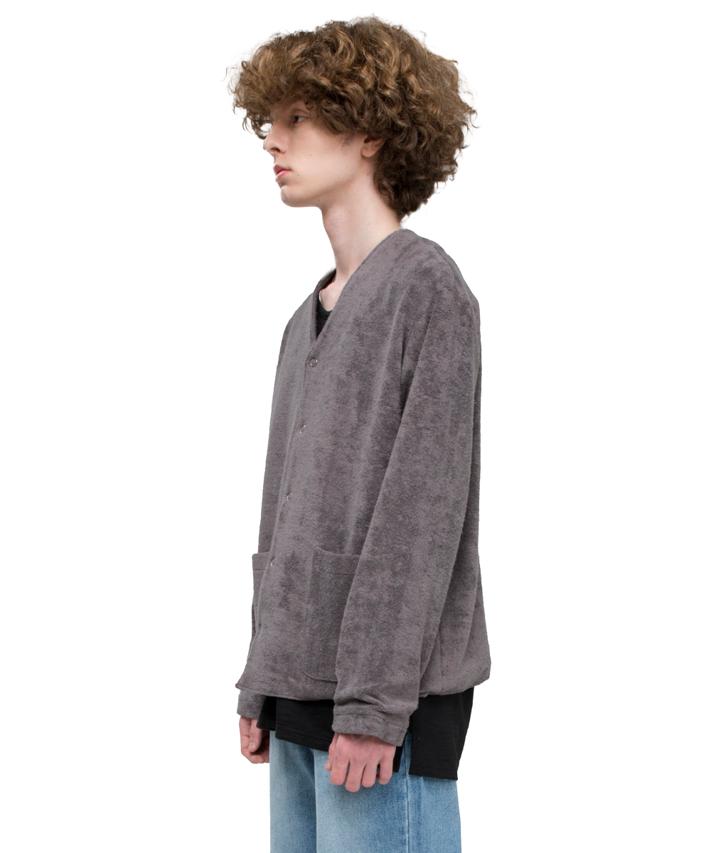 MUSINSA公式 | LECYTO TERRY V NECK CARDIGAN_[GRAY]
