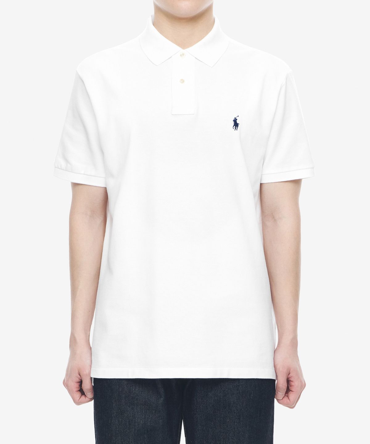 폴로 랄프 로렌(POLO RALPH LAUREN) 커스텀 슬림핏 메시 폴로 셔츠 - 화이트