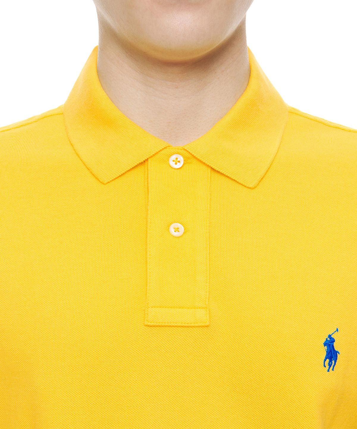 폴로 랄프 로렌(POLO RALPH LAUREN) 커스텀 슬림핏 메시 폴로 셔츠 - 옐로우