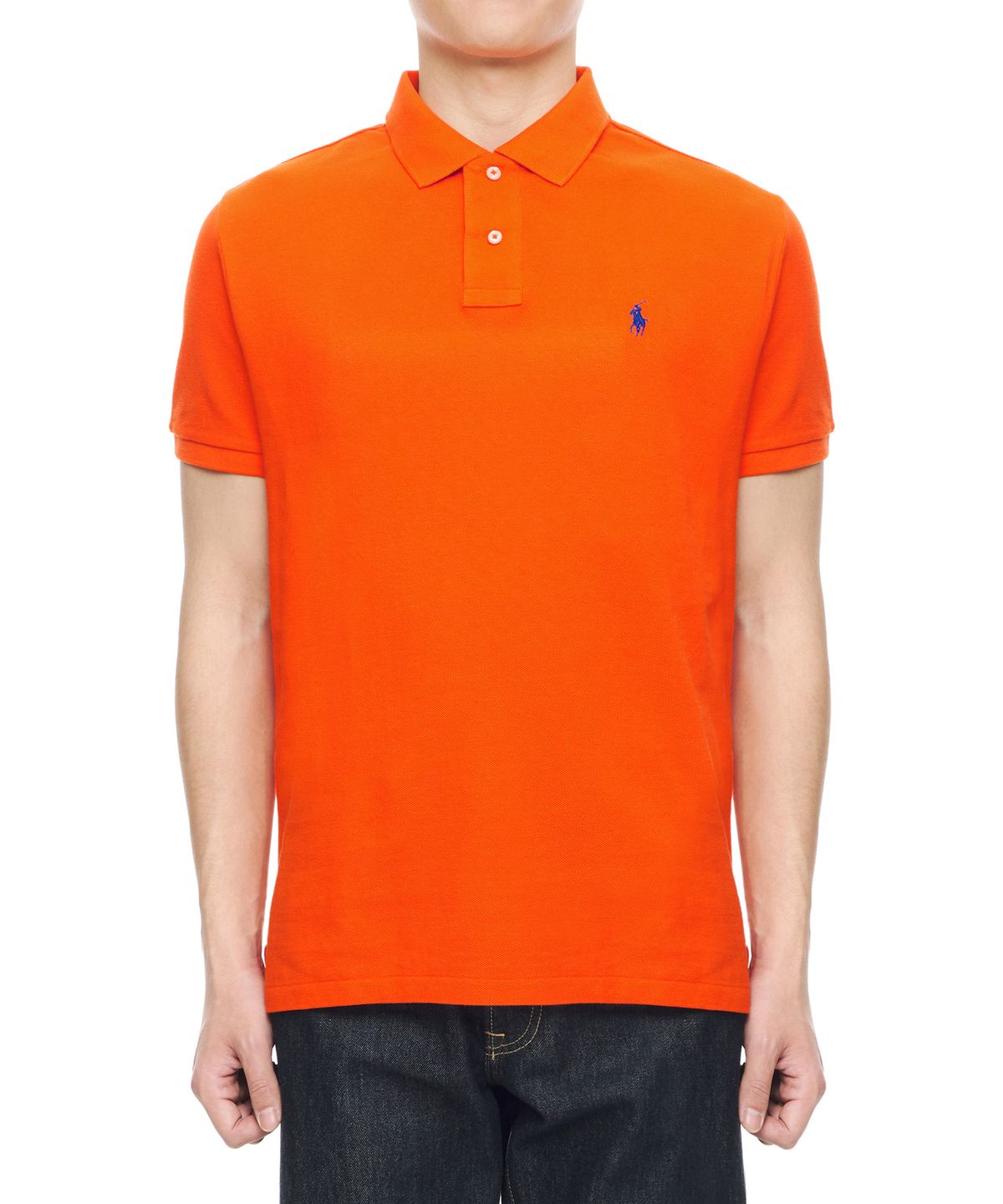 폴로 랄프 로렌(POLO RALPH LAUREN) 커스텀 슬림핏 메시 폴로 셔츠 - 오렌지