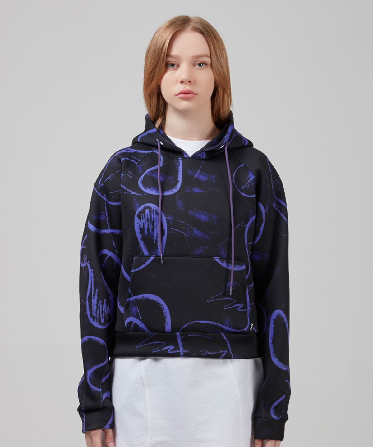 에스에스큐알(SSQR) Women Printed Neoprene Hooded Raglan Sweatshirt GAS H 01 SV