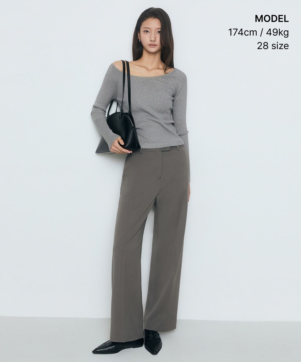 무신사 스탠다드 우먼(MUSINSA STANDARD WOMAN) 우먼즈 와이드 히든 밴딩 슬랙스 [웜 그레이]
