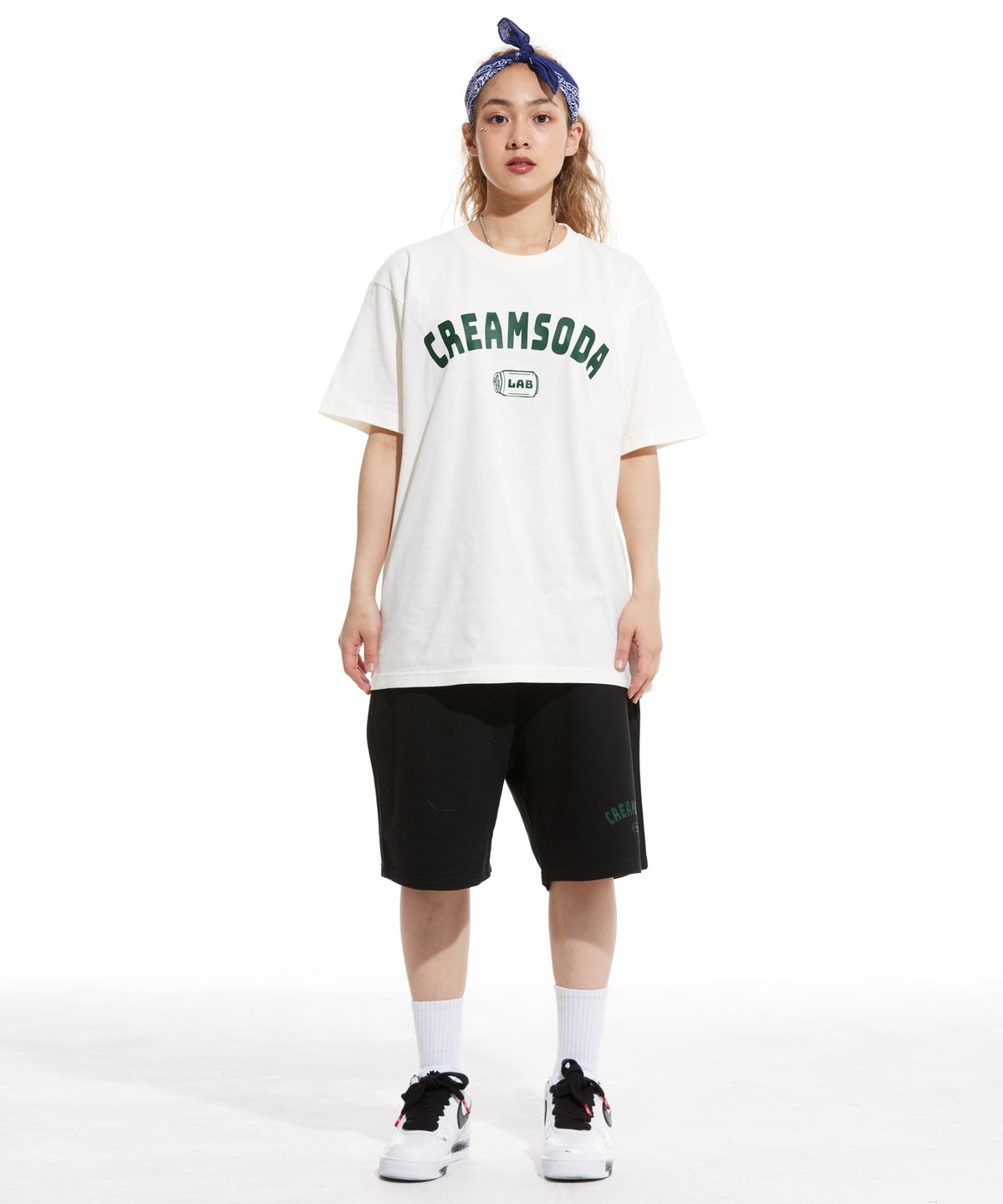 크림소다랩(CREAM SODA LAB) 오지 아크로고 반팔 티셔츠 아이보리