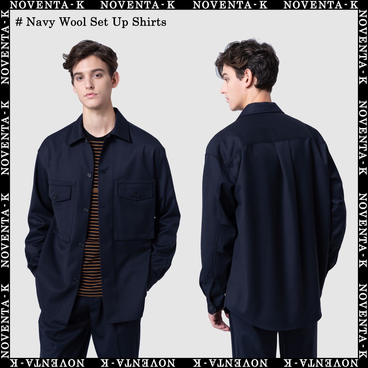 노벤타 케이(NOVENTA-K) 울 셔츠 NAVY