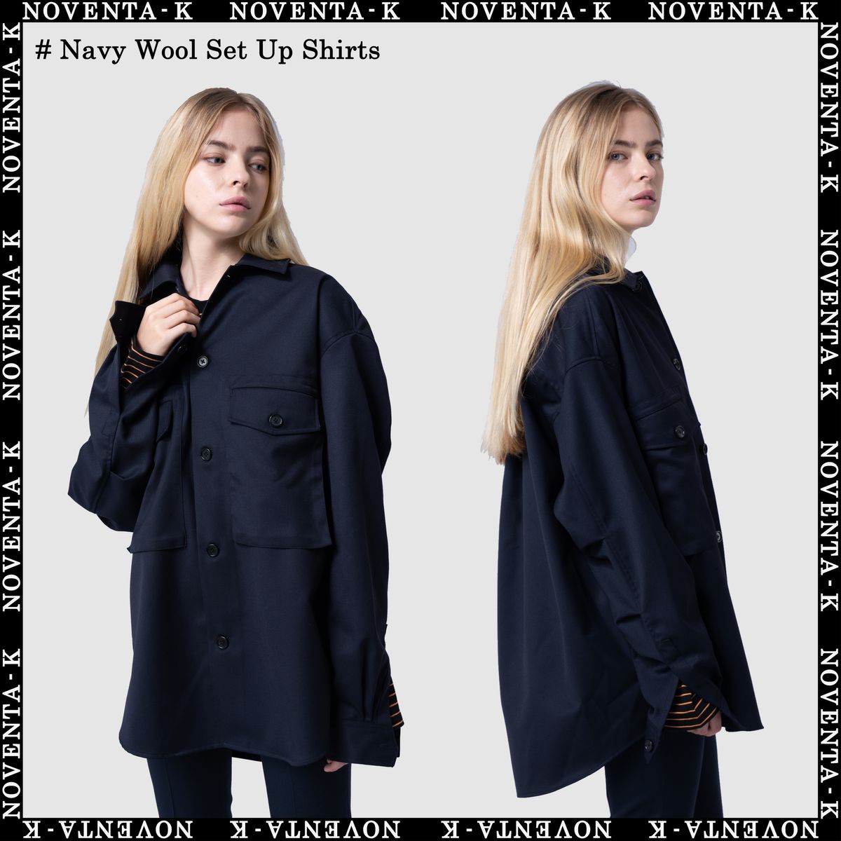 노벤타 케이(NOVENTA-K) 울 셔츠 NAVY