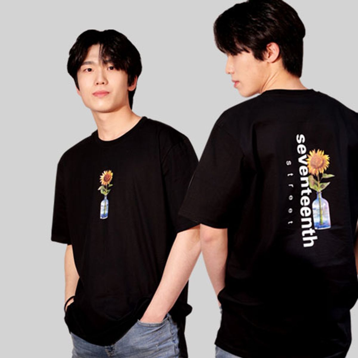 세븐틴스(SEVENTEENTH) 블루보틀라기 오버핏 반팔 라운드 (블랙-FREE)
