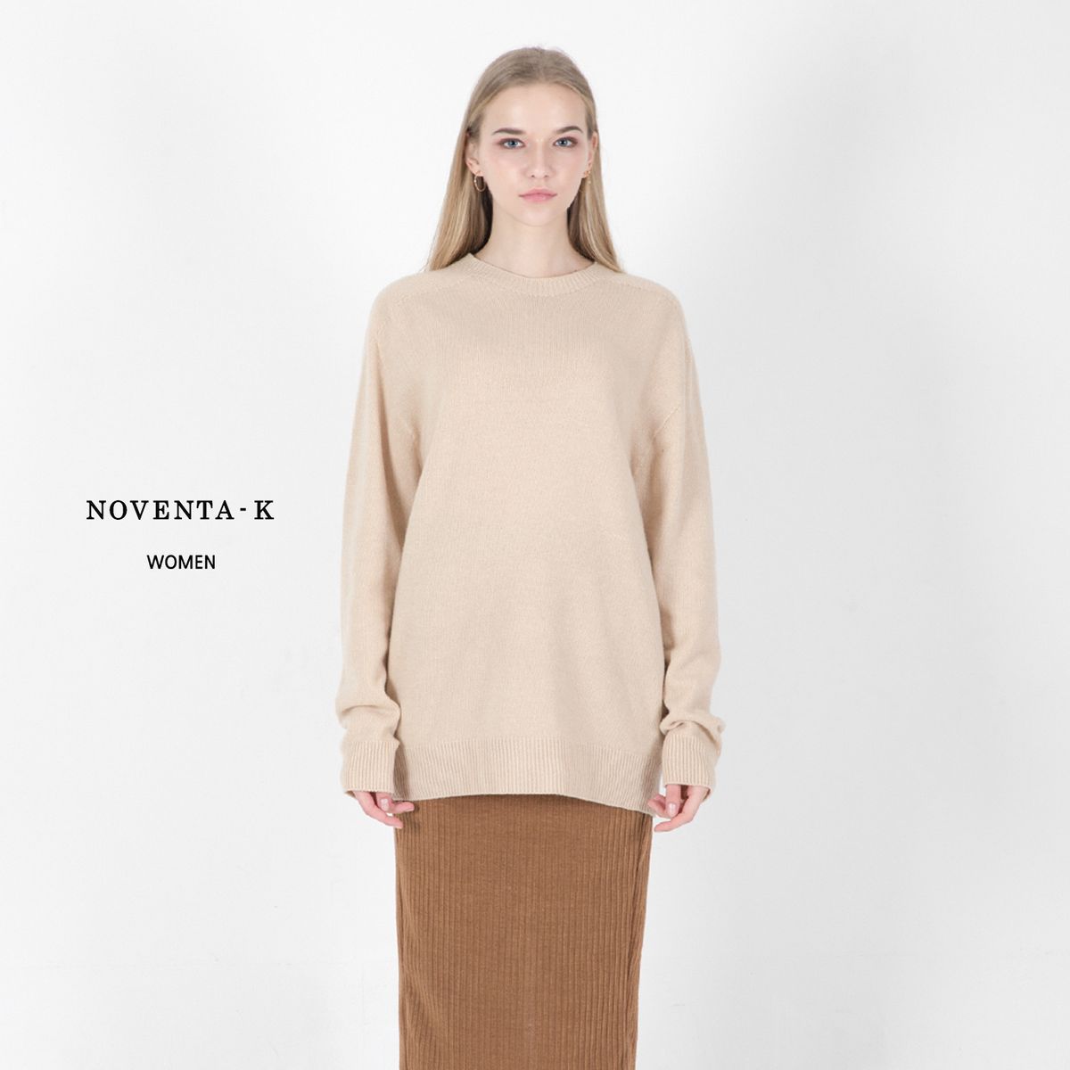 노벤타 케이(NOVENTA-K) 홀가먼트 라운드 니트 Beige